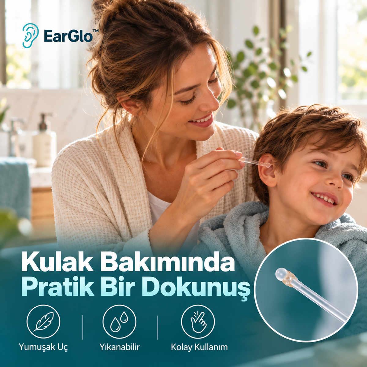 EarGlo™ Yapışkan Uçlu Kulak Temizleyici
